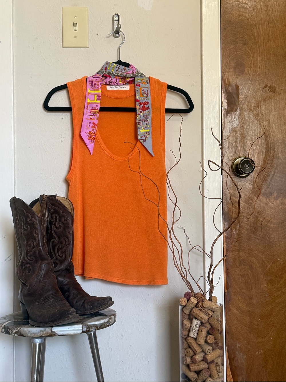 Orange Sleeveless Knit Tank Top - We the Free
